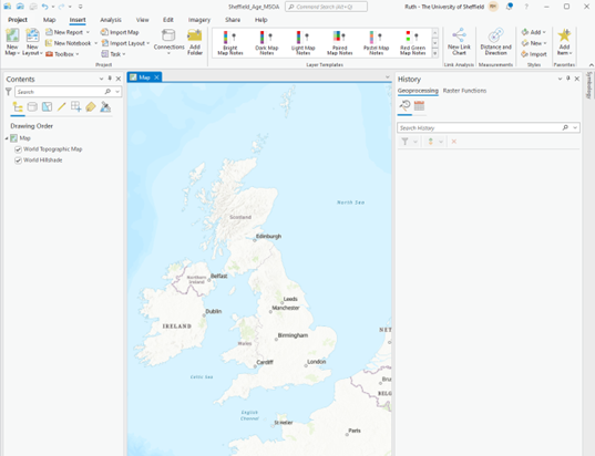 newly created map in arcgis