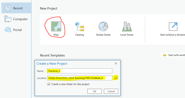 creating a new project in arcgis