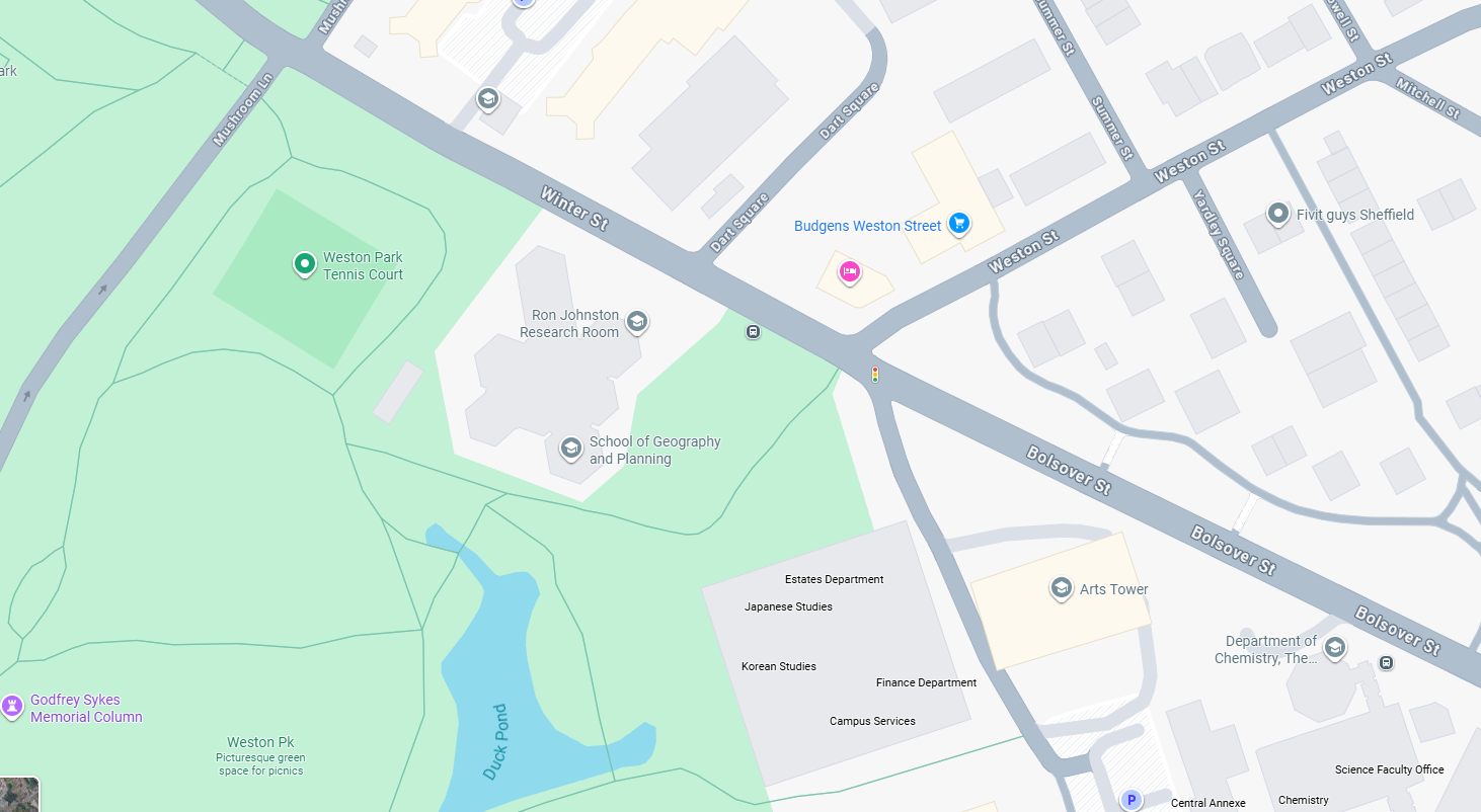 map showing the geography building